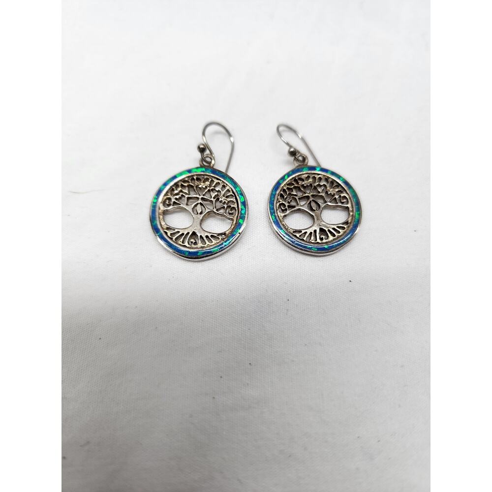 Silver 925 tree of life abalone shell earrings jb